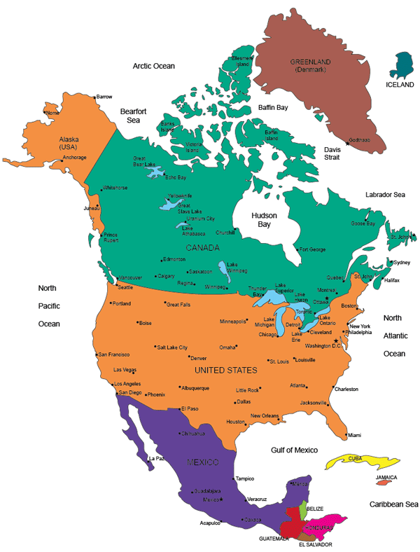 Regional america. Северная Америка. North America States Map. North America Map with Countries and Capitals. North America Map Capitals and Cities.